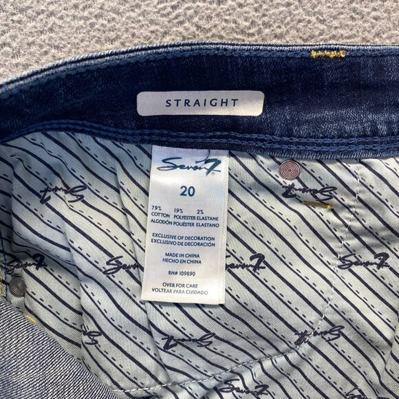 Seven 7 Womens Size 20 Dark Wash Stretch Embroidered Pockets Denim,Straight - Picture 11 of 16